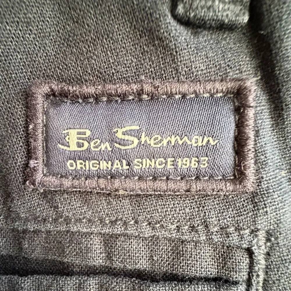 Ben Sherman Mens 32x32 Navy Blue Pants Slim Fit Linen Blend Flat Front (33x29.5)